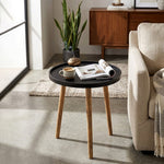 Tripod Wooden Side Table, Large - Natural & Black