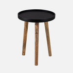 Tripod Wooden Side Table, Small - Natural & Black