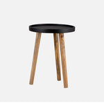 Tripod Wooden Side Table, Small - Natural & Black