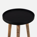 Tripod Wooden Side Table, Small - Natural & Black