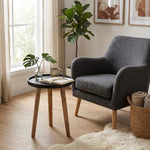 Tripod Wooden Side Table, Small - Natural & Black