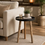 Tripod Wooden Side Table, Small - Natural & Black