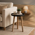 Tripod Wooden Side Table, Small - Natural & Black