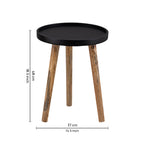 Tripod Wooden Side Table, Small - Natural & Black