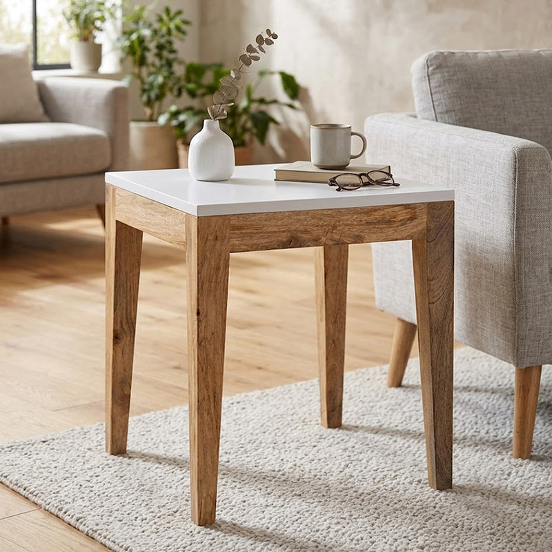 Sockel Wooden Side Table, Small - White