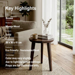 Orb Wooden Side Table, Small - Brown
