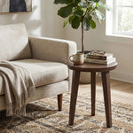 Orb Wooden Side Table, Medium - Brown