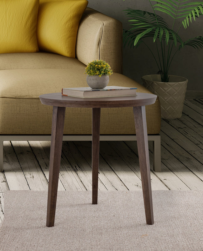 Orb Wooden Side Table, Large - Brown
