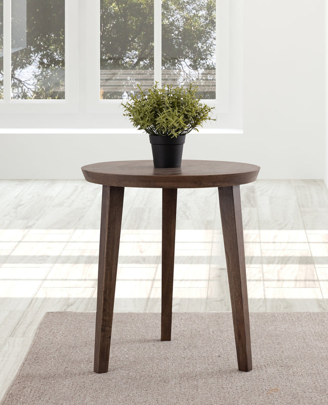 Orb Wooden Side Table, Medium - Brown