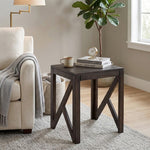 Cross Wooden Side Table, Small - Brown