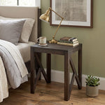 Cross Wooden Side Table, Small - Brown