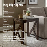 Cross Wooden Side Table, Small - Brown