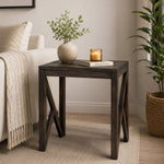 Cross Wooden Side Table, Large - Brown