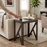 Cross Wooden Side Table, Large - Brown