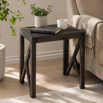 Cross Wooden Side Table, Large - Brown