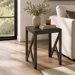 Cross Wooden Side Table, Large - Brown