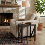 Cross Wooden Side Table, Large - Brown