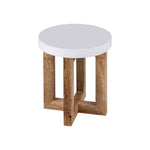 Denzo Wooden Stool - White & Natural