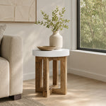 Denzo Wooden Stool - White & Natural