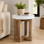 Denzo Wooden Stool - White & Natural