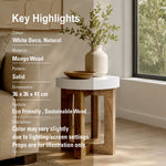 Denzo Wooden Stool - White & Natural