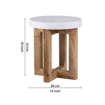 Denzo Wooden Stool - White & Natural