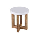 Denzo Wooden Stool - White & Natural