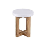Denzo Wooden Stool - White & Natural