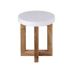 Denzo Wooden Stool - White & Natural
