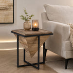 Prism Wooden Side Table - Brown