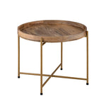 Terra Metal Side Table, Large - Gold & Natural
