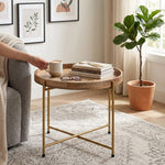 Terra Metal Side Table, Large - Gold & Natural