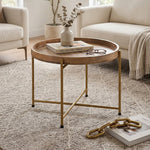 Terra Metal Side Table, Large - Gold & Natural