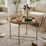 Terra Metal Side Table, Large - Gold & Natural