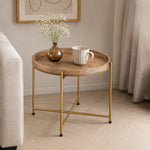 Terra Metal Side Table, Large - Gold & Natural