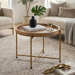 Terra Metal Side Table, Large - Gold & Natural