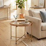 Terra Metal Side Table, Large - Gold & Natural