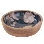 Alric Wooden Serving Bowl - Natural & Blue