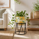 Floral Design Metal Table Planter With Stand For Indoor Plants And Flowers