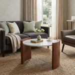 Stela Wooden Coffee Table With Marble Top - Brown
