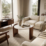 Stela Wooden Coffee Table With Marble Top - Brown