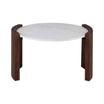Stela Wooden Coffee Table With Marble Top - Brown