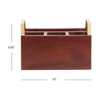 Wooden Cutlery Holder With Metal Handle For Dining Room, Kitchen And Desk