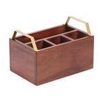 Wooden Cutlery Holder With Metal Handle For Dining Room, Kitchen And Desk