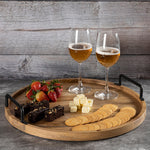 Brown Wooden Round Serving And Decor Tray For Parties And Occasions