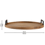 Brown Wooden Round Serving And Decor Tray For Parties And Occasions