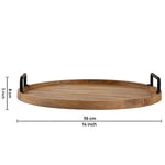 Brown Wooden Round Serving And Decor Tray For Parties And Occasions