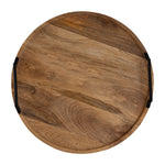 Brown Wooden Round Serving And Decor Tray For Parties And Occasions