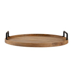 Brown Wooden Round Serving And Decor Tray For Parties And Occasions