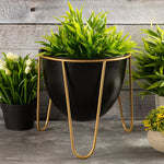 Black Metal Table Planter With Stand For Indoor Plants And Flowers